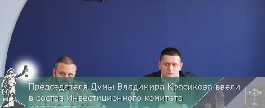 Председателя Думы Владимира Красикова ввели в состав Инвестиционного комитета 