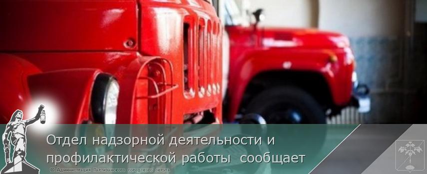 Отдел надзорной деятельности и профилактической работы  сообщает | Администрация муниципального округа город Партизанск Приморского края Официальный сайт