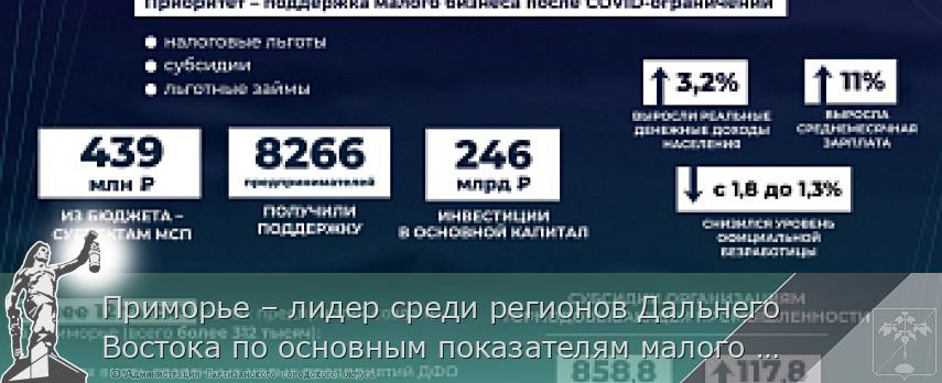 Приморье – лидер среди регионов Дальнего Востока по основным показателям малого бизнеса. ОТЧЕТ ГУБЕРНАТОРА