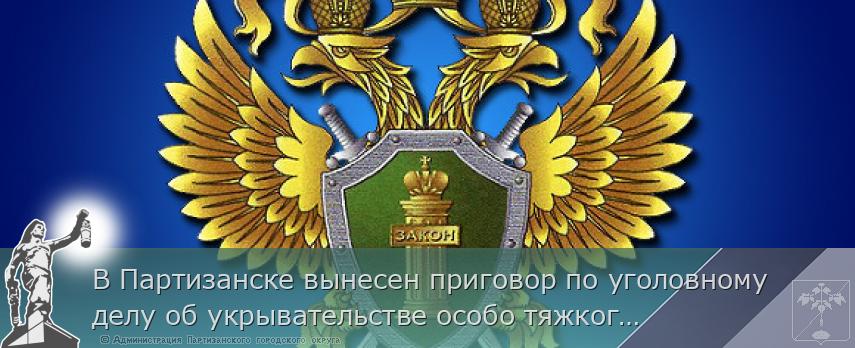 В Партизанске вынесен приговор по уголовному делу об укрывательстве особо тяжкого преступления