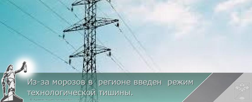 Из-за морозов в регионе введен режим технологической тишины. | Администрация муниципального округа город Партизанск Приморского края Официальный сайт Из-за морозов в регионе введен режим технологической тишины. | Администрация муниципального округа город Партизанск Приморского края Официальный сайт
