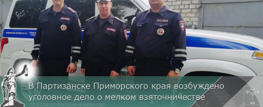 В Партизанске Приморского края возбуждено уголовное дело о мелком взяточничестве