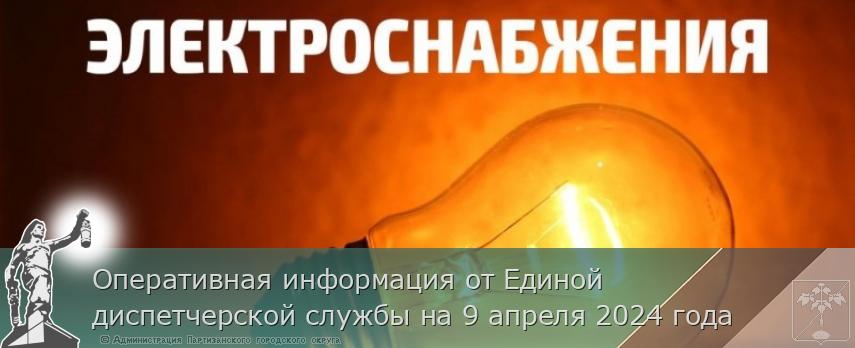 Оперативная информация от Единой диспетчерской службы на 9 апреля 2024 года