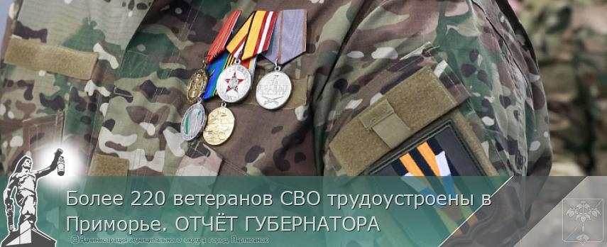 Более 220 ветеранов СВО трудоустроены в Приморье. ОТЧЁТ ГУБЕРНАТОРА  | Администрация муниципального округа город Партизанск Приморского края Официальный сайт