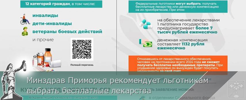Минздрав Приморья рекомендует льготникам выбрать бесплатные лекарства | Администрация муниципального округа город Партизанск Приморского края Официальный сайт
