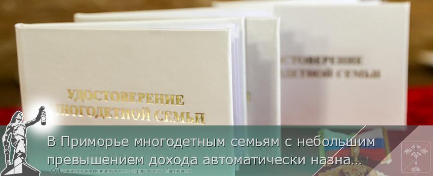 В Приморье многодетным семьям с небольшим превышением дохода автоматически назначат единое пособие | Администрация муниципального округа город Партизанск Приморского края Официальный сайт
